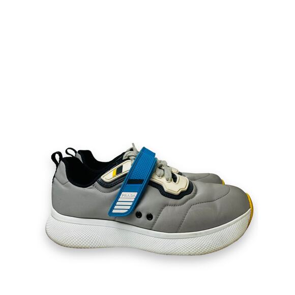 PRADA Sport Grey Nylon And Rubber Strap Lace Up Sneakers Size EU 38.5 US 8. - Picture 6 of 8